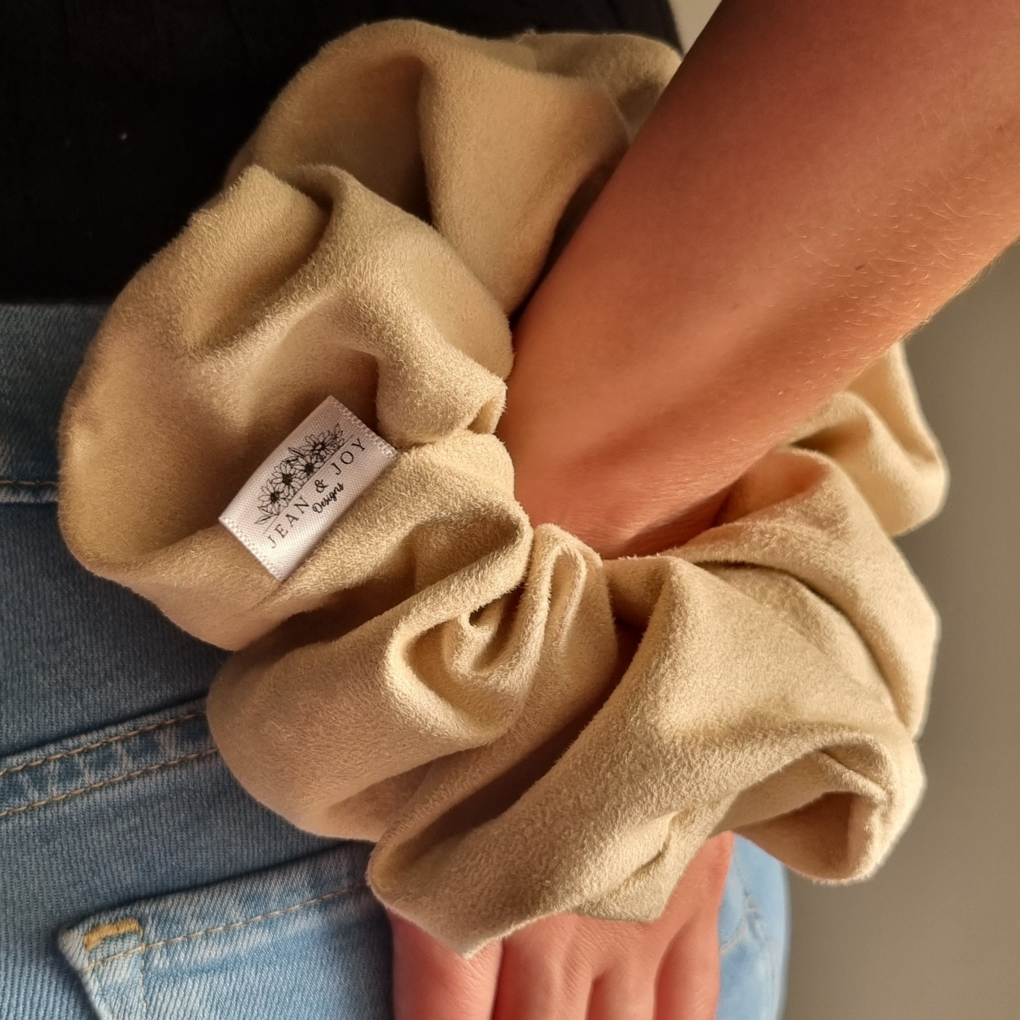 Pearl ~ Ivory Suede Scrunchie