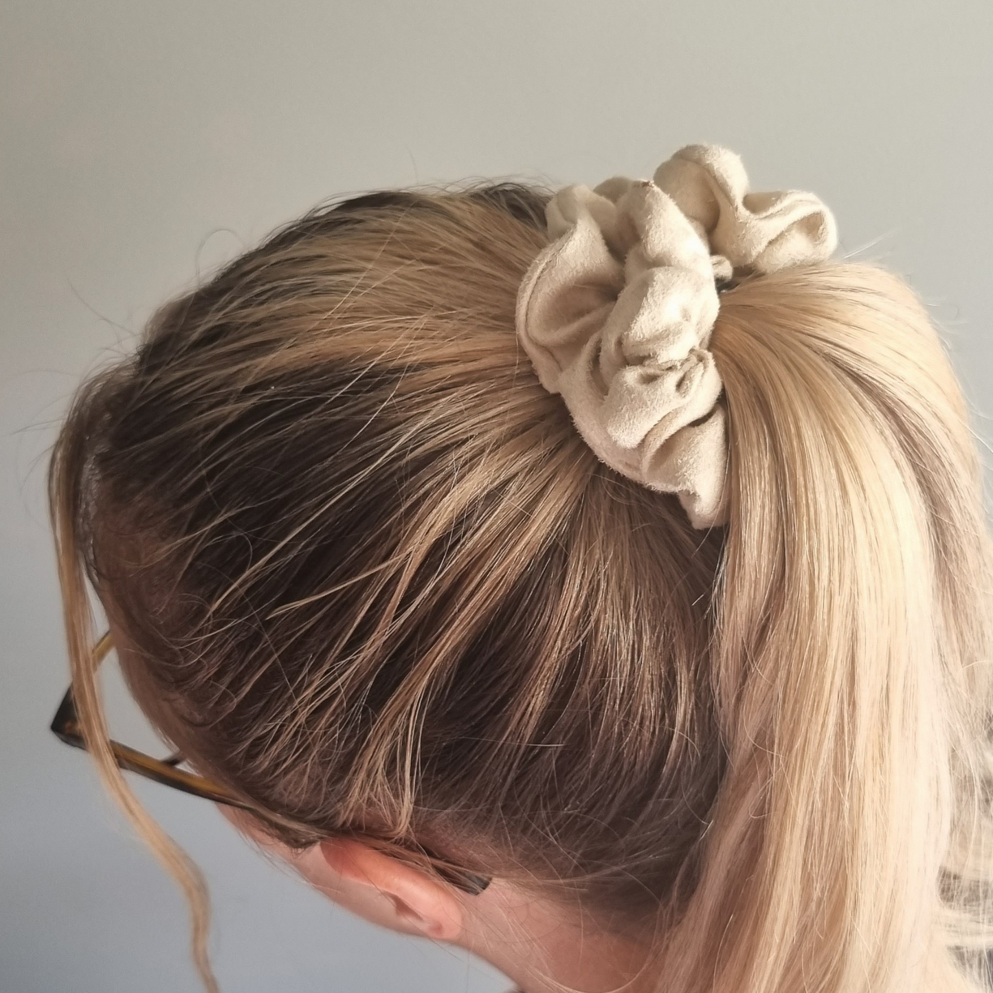 Pearl ~ Ivory Suede Scrunchie