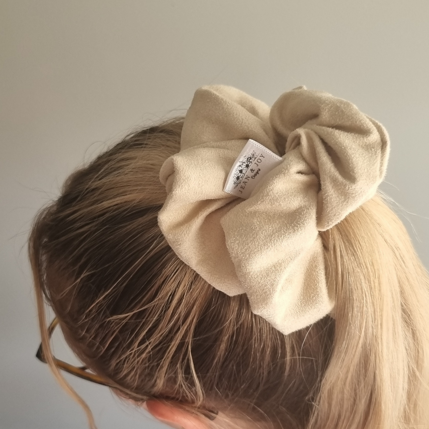 Pearl ~ Ivory Suede Scrunchie