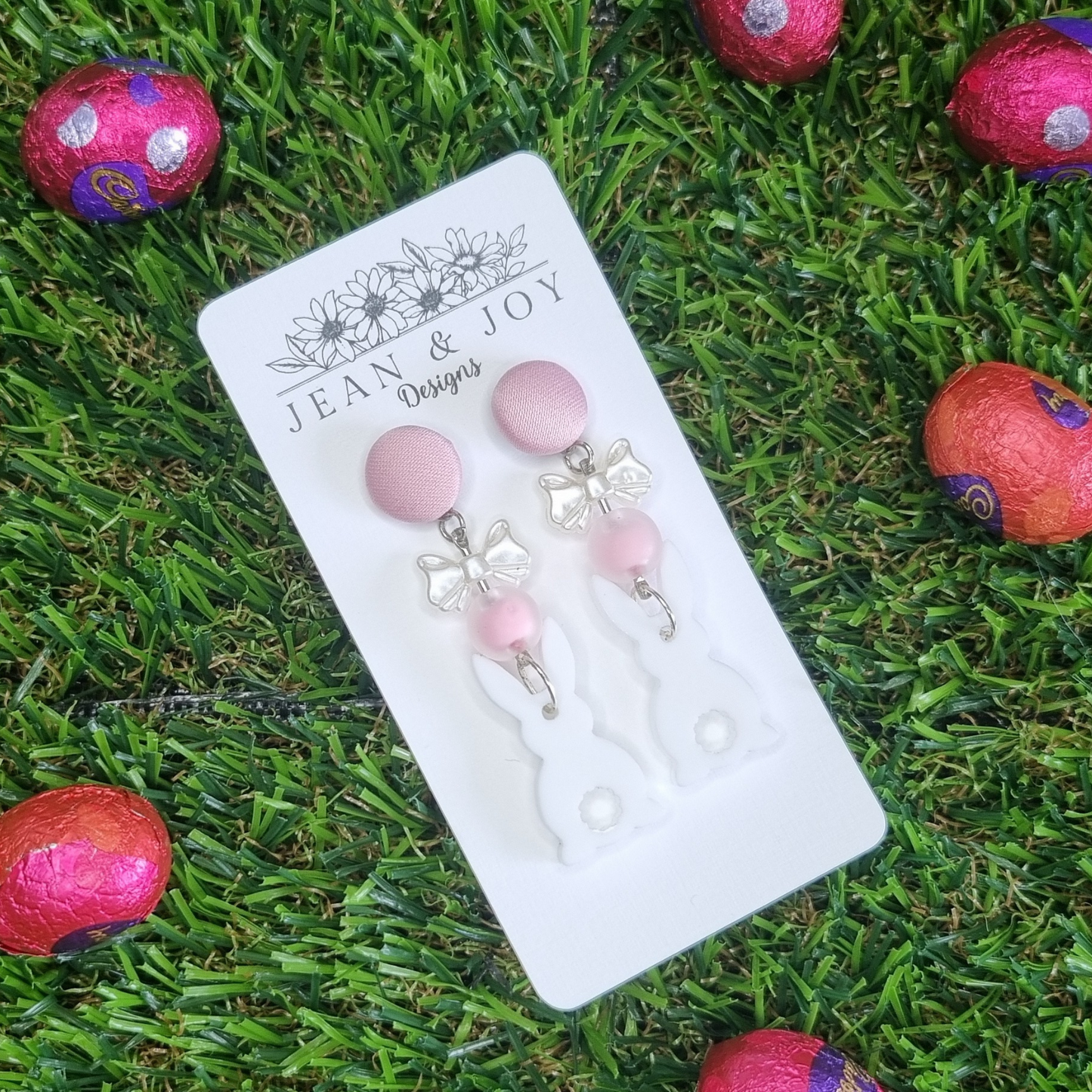 Bubblegum & Bows Rabbit Earrings