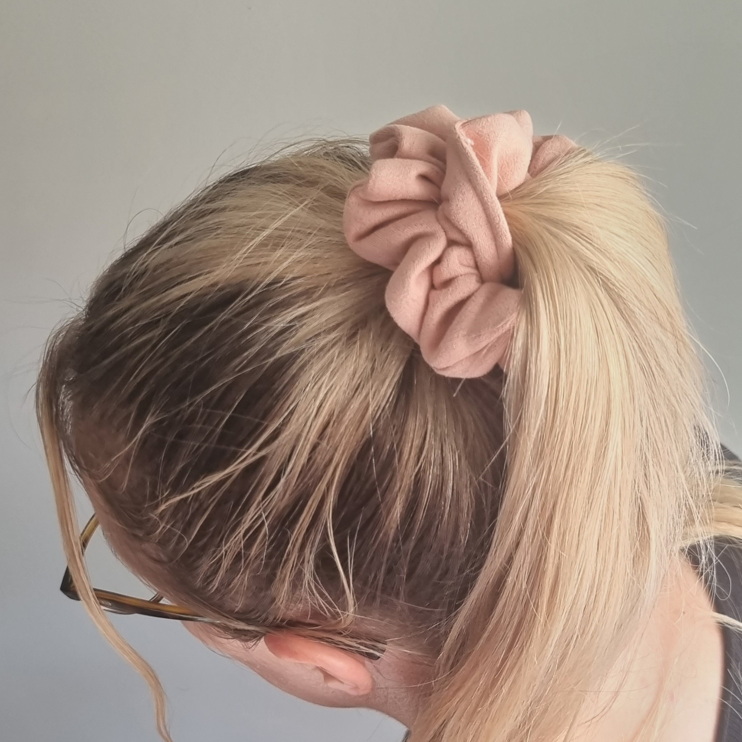 Quartz ~Pale Pink Suede Scrunchie