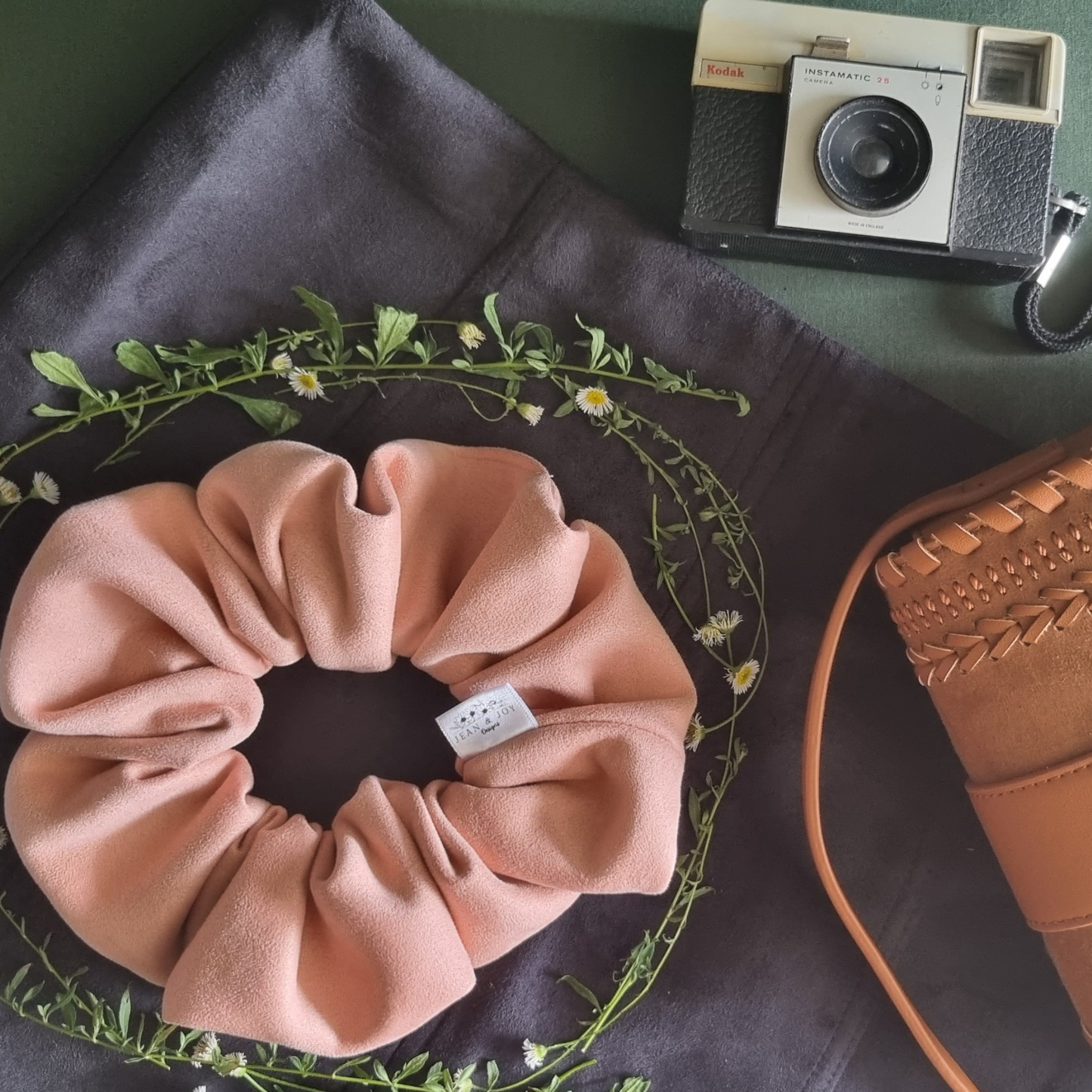 Quartz ~Pale Pink Suede Scrunchie