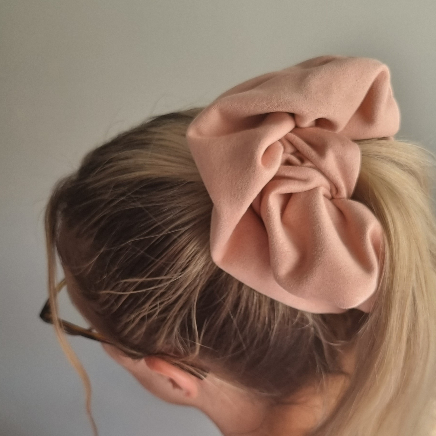 Quartz ~Pale Pink Suede Scrunchie