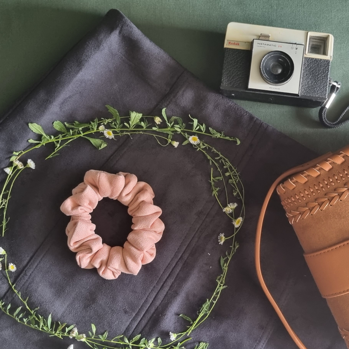 Quartz ~Pale Pink Suede Scrunchie