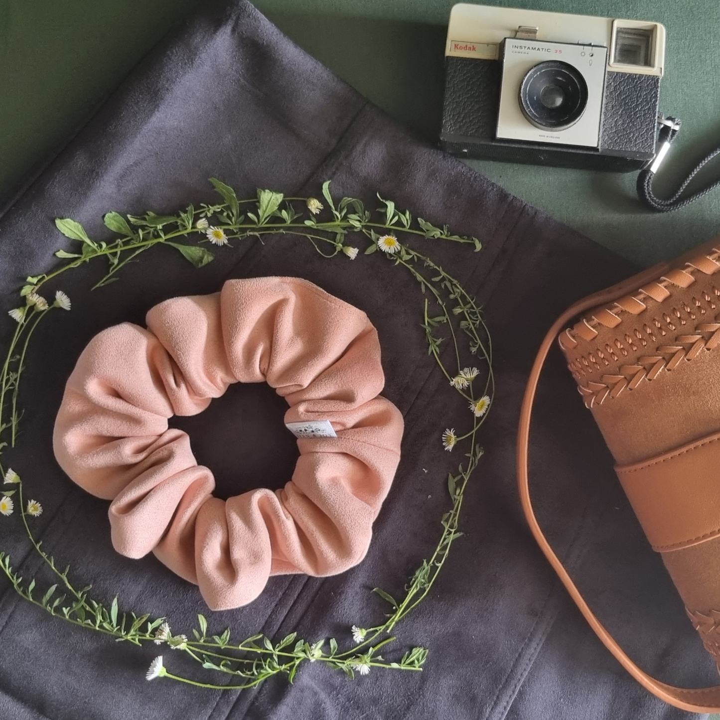 Quartz ~Pale Pink Suede Scrunchie