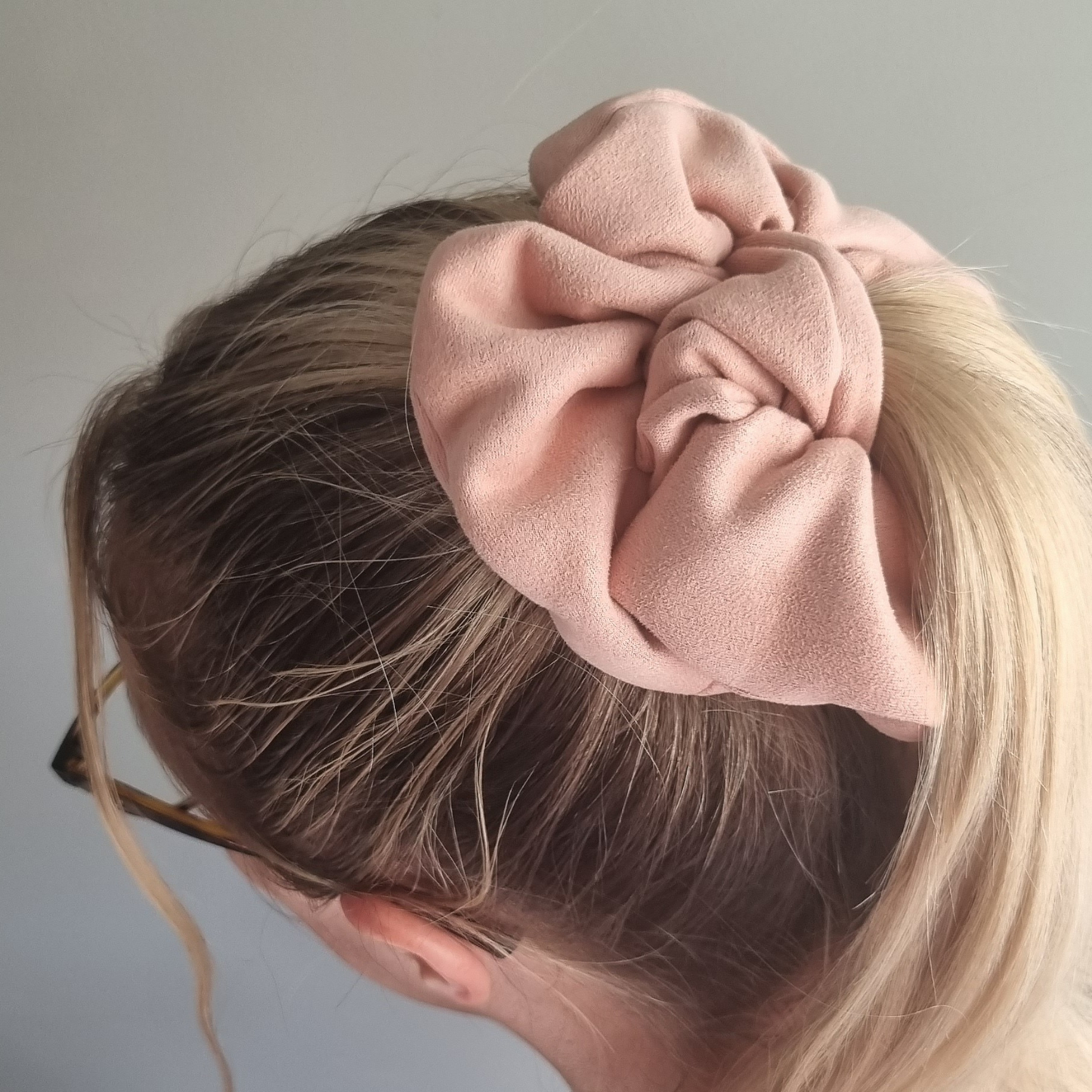 Quartz ~Pale Pink Suede Scrunchie