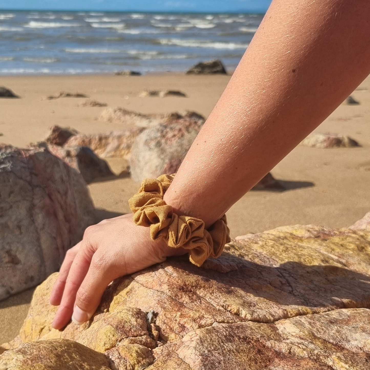 Surfers ~ Golden Mustard Linen Scrunchie