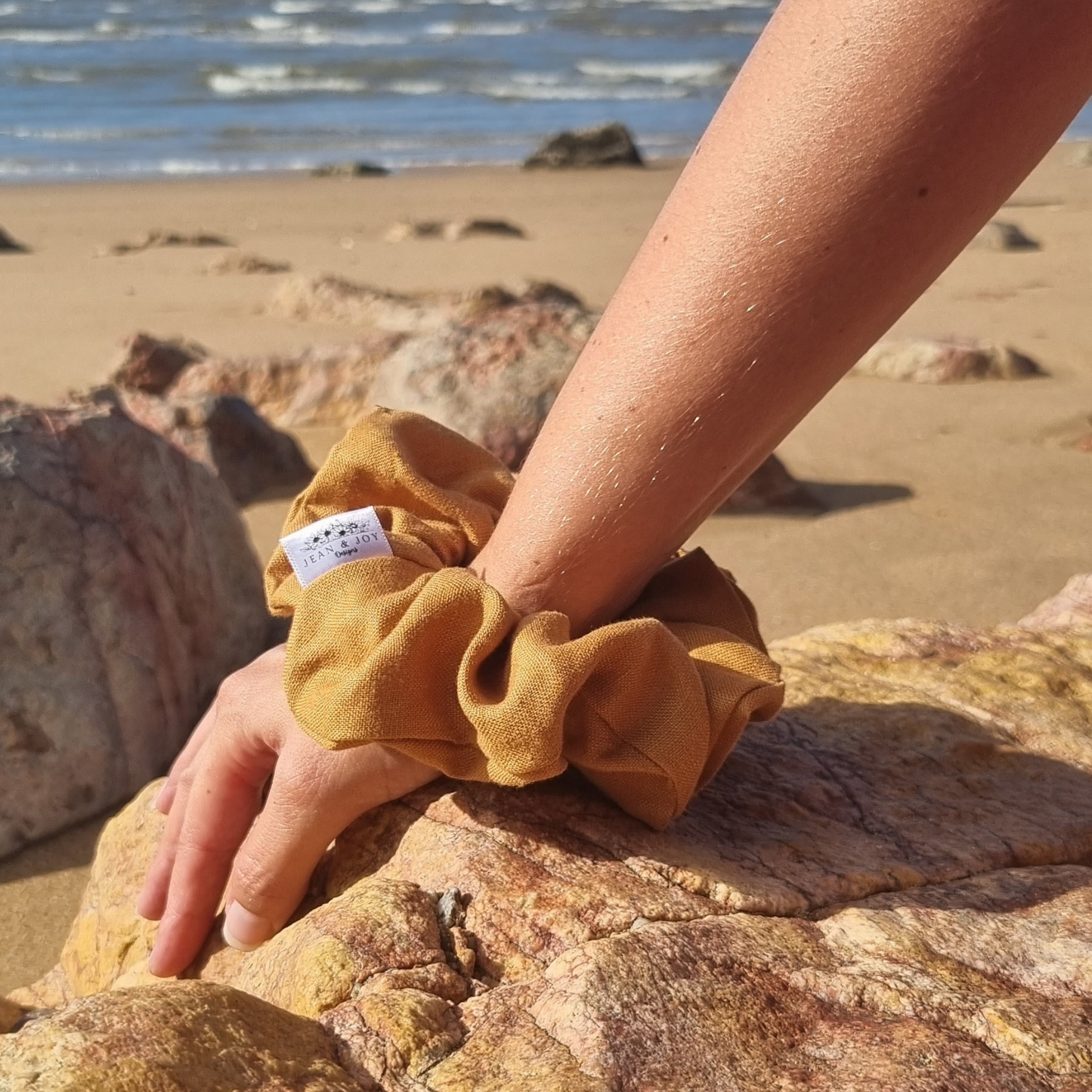 Surfers ~ Golden Mustard Linen Scrunchie