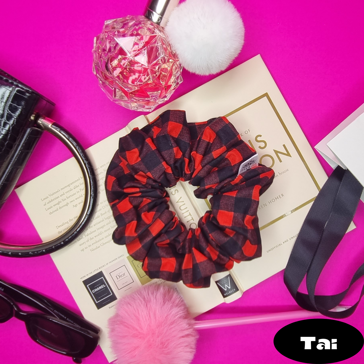 Tai ~ Red and Black Buffalo Plaid Scrunchie