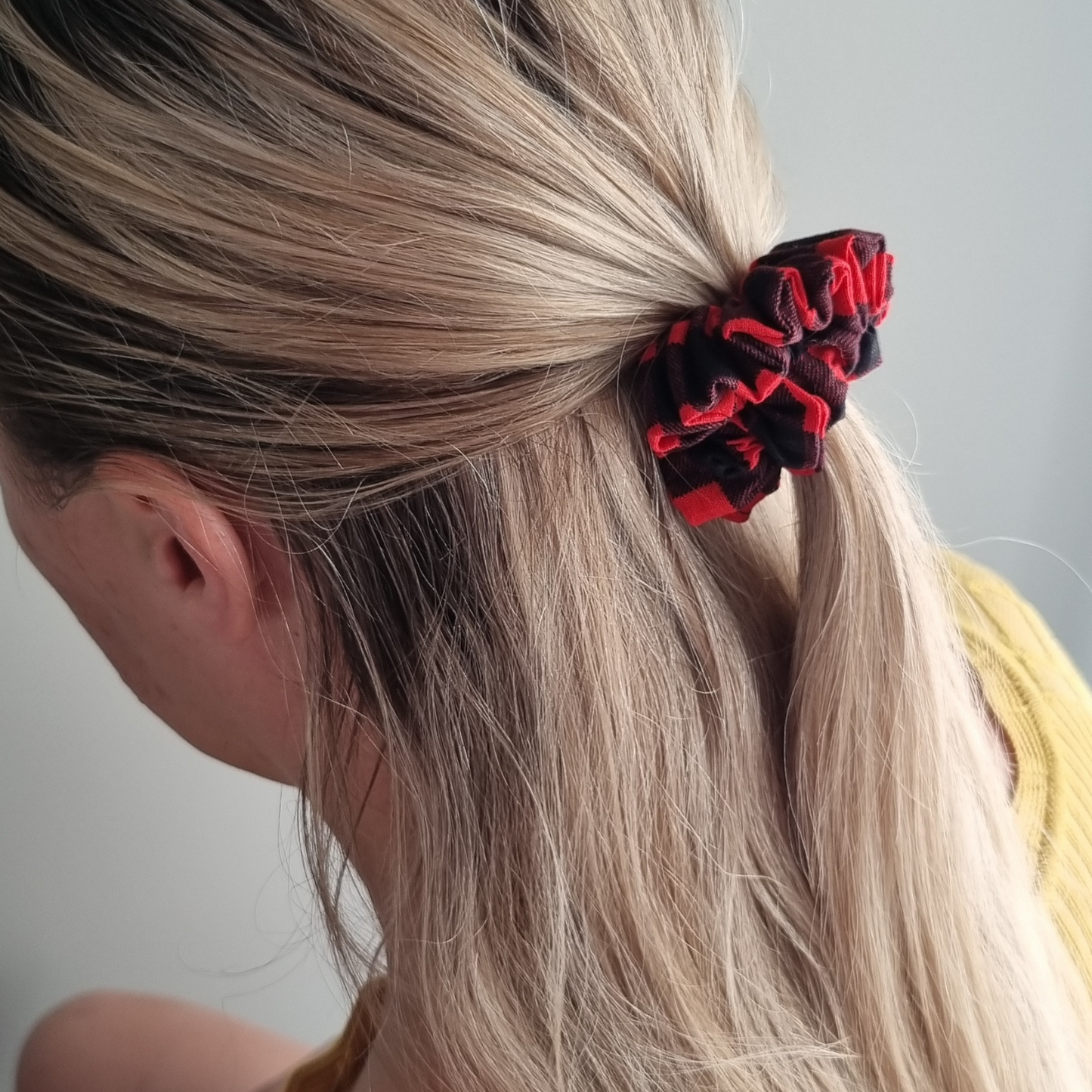 Tai ~ Red and Black Buffalo Plaid Scrunchie