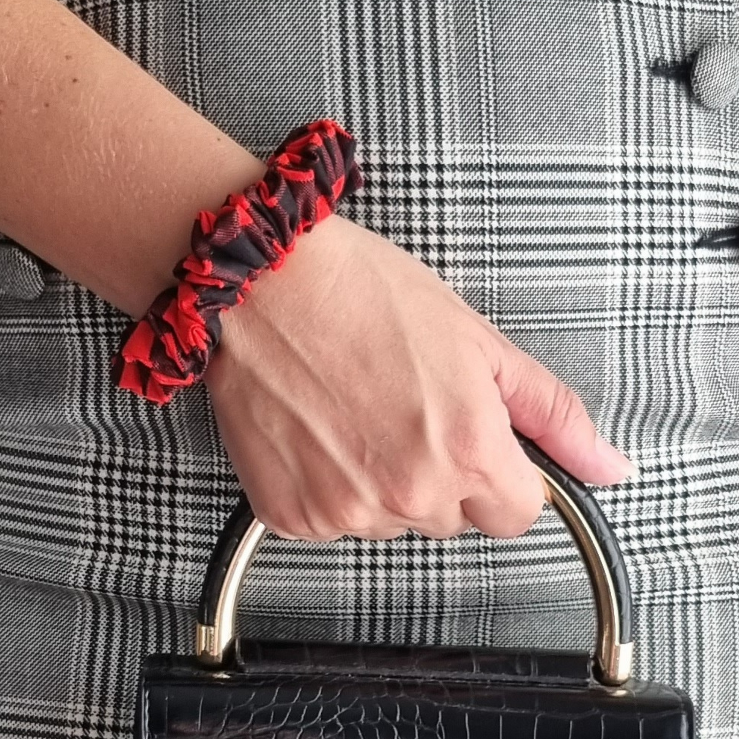 Tai ~ Red and Black Buffalo Plaid Scrunchie