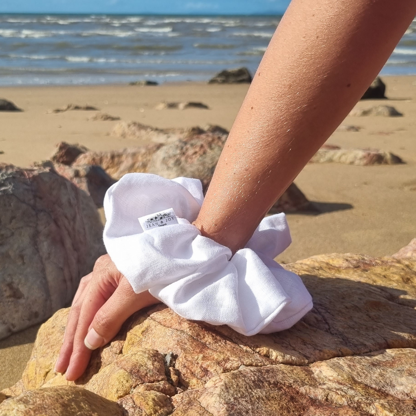 Whitehaven ~ White Linen Scrunchie