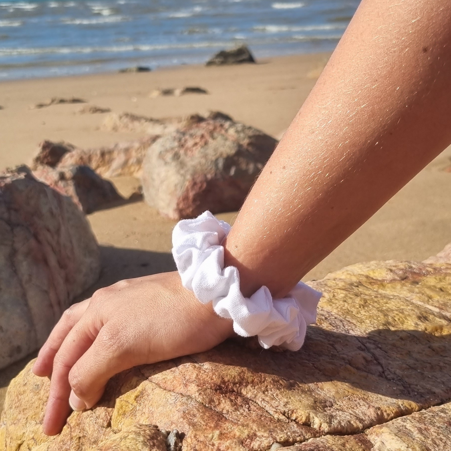 Whitehaven ~ White Linen Scrunchie