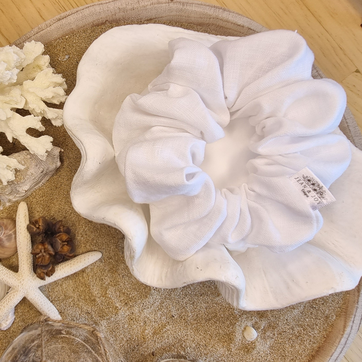 Whitehaven ~ White Linen Scrunchie